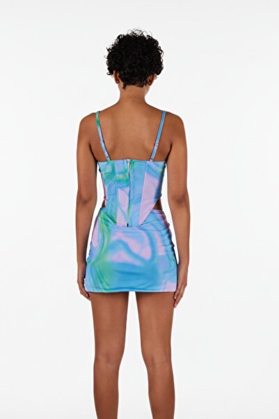 HOLLY LOLLY Bluză Sierra din tul cu sârmă Albastră