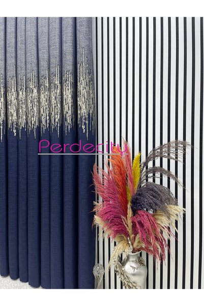 PERDECITY Venedik Desen pano Fon Perde 100cm Her Odaya Uygun 1x3 Sık Pile