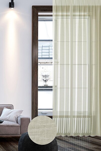 GOCCIA HOME ستارة من التول العادي ذات مظهر كتان كريمي بدون طيات