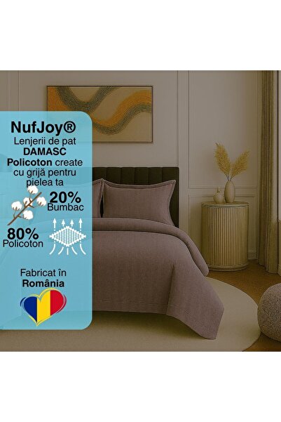 NufJoy Double bed linen Damask Polycotton 4 pieces XXL - NufJoy, Orchid