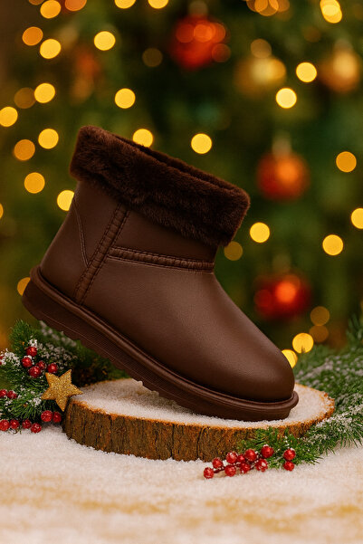 TUANA TARZ Kadın Yarım Bot Içi Tüylü Kalın Taban Kadın Bot su geçirmez Ayakkabı