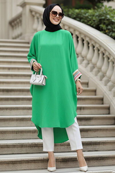 Neva Style Πράσινο Hijab Tunic - Bat Sleeve, Μοντέλο 170015Y