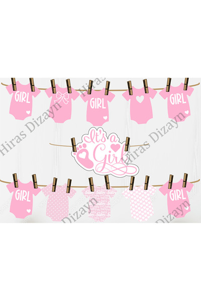 Hiras Dizayn 11 Pieces Baby Shower Party String Banner Boy or Girl Blue/Pink Baby Shower Decorations