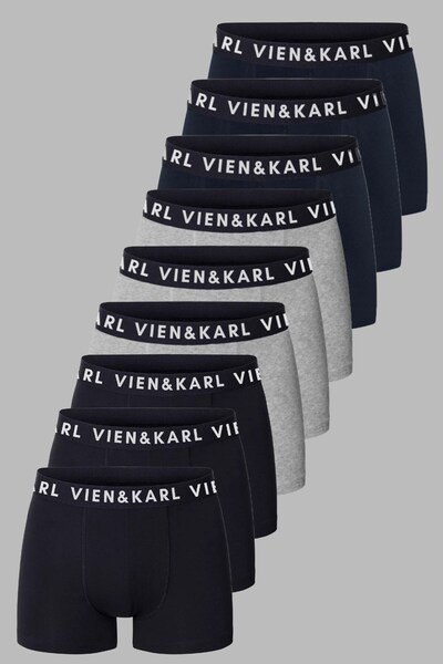 Vien&Karl Ανδρικό μαύρο γκρι Navy Blue 9 Pack μονόχρωμο σορτς μπόξερ Lycra