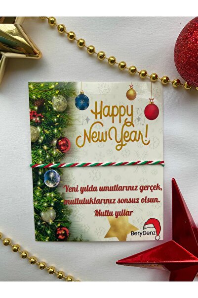 BeryDenz Yeni Yıl Kartlı Bileklik/Yılbaşı Şans Bilekliği(Kartlı+Hediye Paketli)