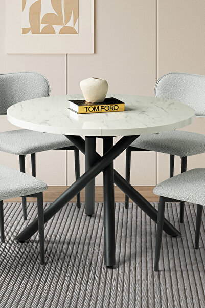 Liya Helezon Açılır Kapanır Masa Açılır Yemek Masası 4-6 Kişilik Bohem Salon Yuvarlak Oval Mutfak 140x100