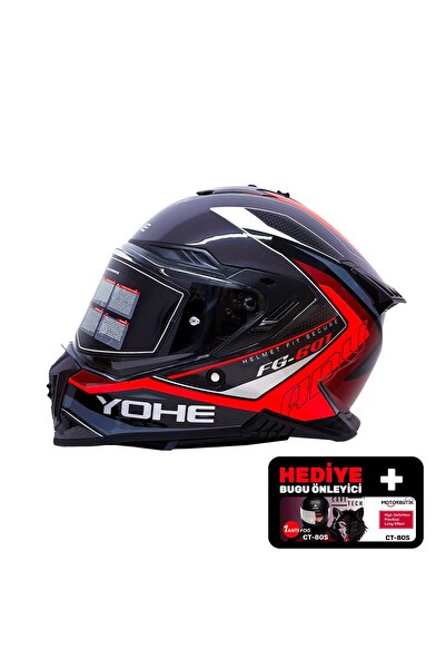 Yohe FG601 Kask Full Face Motosiklet Neon Turuncu Parlak Çift Vizör UV Blueto...