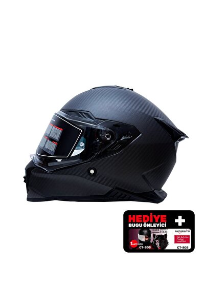 Yohe FG601 Kask Karbon Full Face Motosiklet Mat Siyah Çift Vizör UV Bluetooth...