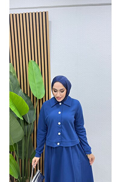 BURCU TESETTÜR Elsa Hijab Scuba κοστούμι με φούστα BRC1504-1 Indigo