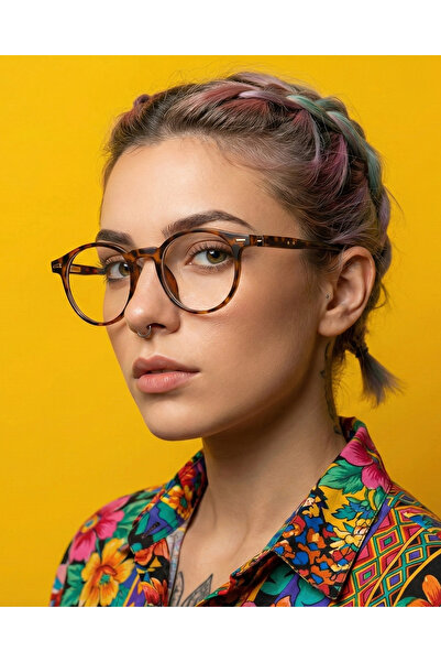 Corney Design Darcy Yuvarlak Leopar Gözlük | Mavi Işık Filtreli, Blue Blocked...