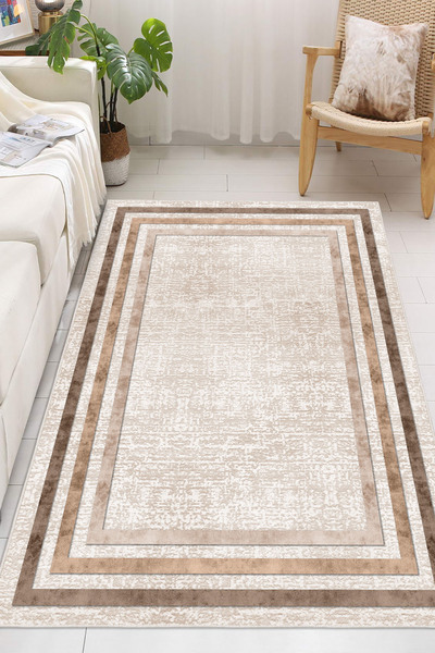 DOKURA HALI Modern Dijital Baskılı Halı Makinede Yıkanabilir Kaymaz Taban Oturma Odası Salon ve Yolluk halı