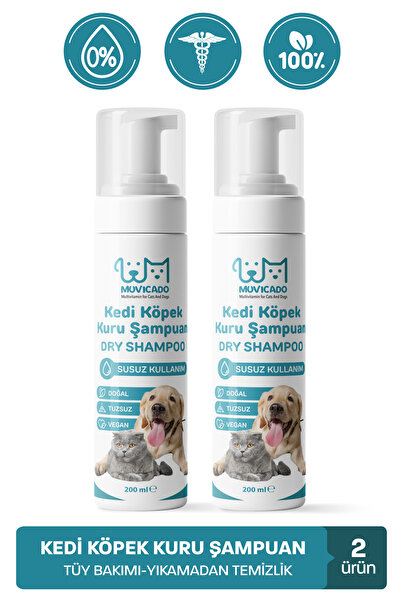 muvicado Kedi Köpek Kuru Şampuan Tüy Döken Kedilere Özel Kedi Köpek Kuru Köpü...