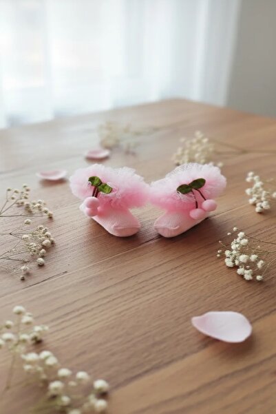 Panowill Design Kız Bebek Kiraz Süslemeli Pembe Tütü Kokoş Doğum Günü Çorabı