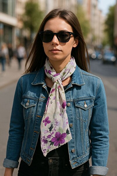 Gönülden Tasarım Жіночий шарф з квітковим візерунком MIOR