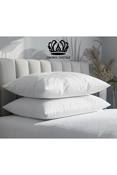 Crown Textile (قطعتين)وسادة فندقية بيضاء -1000جم حشوة من الألياف الدقيقة, مخد...