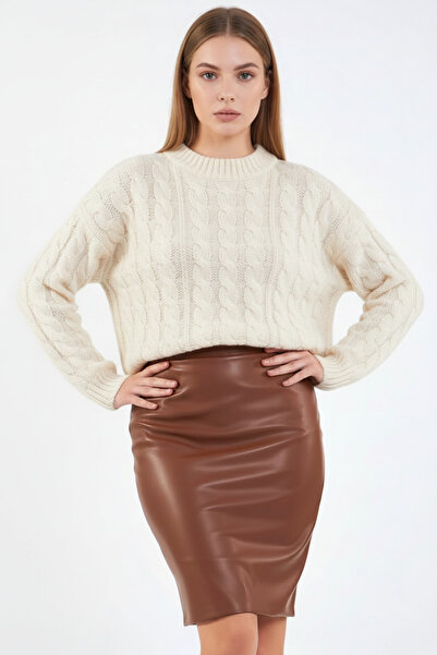 Volanlı CUNI LEATHER SKIRT