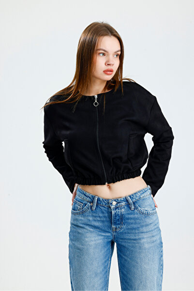Sensis Siyah Süet Bomber Ceket