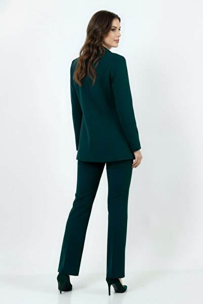 Volanlı Zümrüt Yeşili Ceket Pantolon Takımı