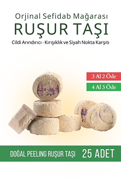 True Touch Ruşur Taşı 25 Adet Orjinal Sefidab Taşı Arındırıcı Cilt Beyazlatıcı Doğal Peeling Yüz ve Vücut için