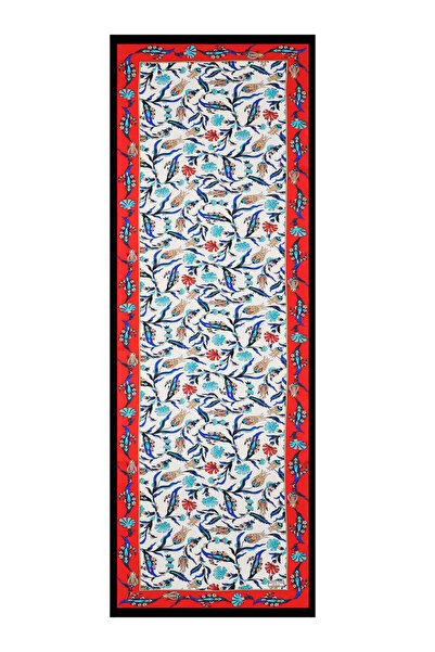 Bursa İpek Red Navy Blue Carnation Tulip Silk Scarf