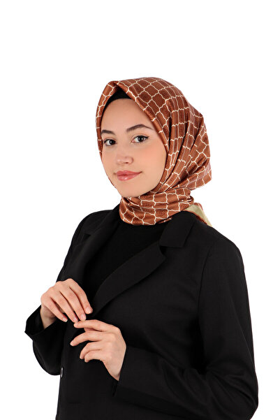 Bursa İpek Cinnamon Monogram Silk Scarf