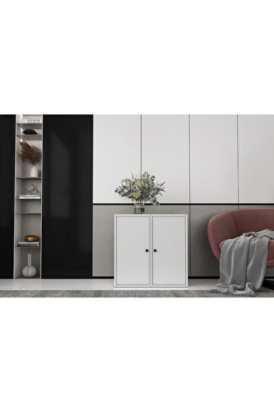 Nettrends Iki Kapaklı Raflı Beyaz Konsol Çıtasız Kns-1150-ç