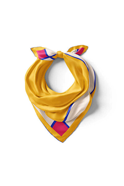 Bursa İpek Yellow Wide Border Plain Silk Handkerchief