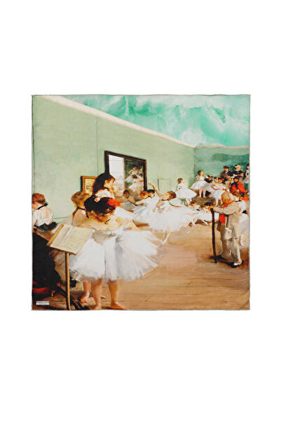 Bursa İpek Su Yeşil Balerin Desen İpek Mendil