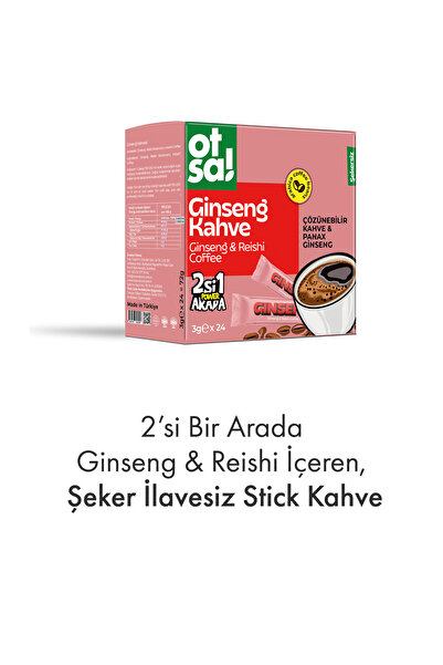 Otsa 2si 1 Arada Ginseng & Reishi Ve Sabah Kahvesi Stick 24’lü Şeker Ilavesiz Ginseng Kahve