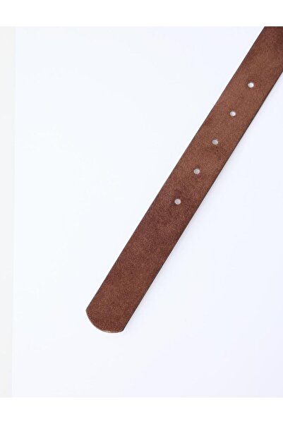 Jimmy Key Καφέ μεταλλική αγκράφα με στυλ σουέτ ζώνη