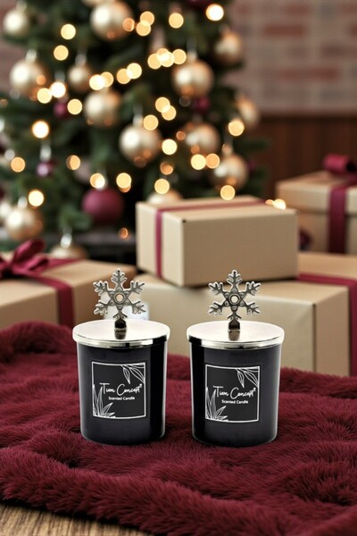 Tiem Concept Yılbaşına Özel Hediyelik Gümüş Kar Tanesi Başlıklı 2 'li Siyah B...