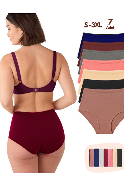 IPL Γυναικεία εσώρουχα, Γυναικεία εσώρουχα με ψηλόμεσο βαμβακερό σετ 7 τεμαχίων σε σκούρες αποχρώσεις