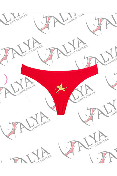 ALYA UNDERWEAR New Year Themed Printed String, Red Thong Panties (Cupid) Single Pack