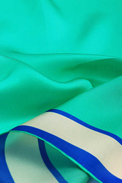 Bursa İpek Mint Wide Bordered Plain Silk Handkerchief