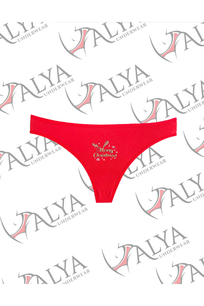 ALYA UNDERWEAR Year Themed Red Thong Panties - Merry Christmas Printed, Single Pack