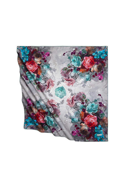 Bursa İpek Eșarfă mătăsoasă cu model de flori de mentă