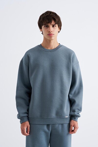 Machinist Men's Basic Crew Neck Oversized Sweatshirt Morning Blue