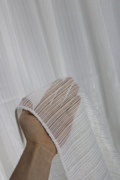 MebelPort Curtain Ασημί ίσιο ριγέ περιστρεφόμενο τούλι Σπάνιο (1 X 2) Πλισέ