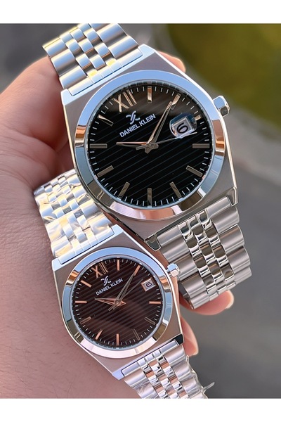 Daniel Klein Black Tar 3 Atm Water Resistant Couple Watch Special for Men and Steel Cord Couples