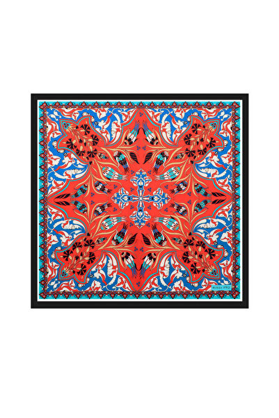 Bursa İpek . Schwarzes, seidiges Taschentuch mit Nelkenmuster