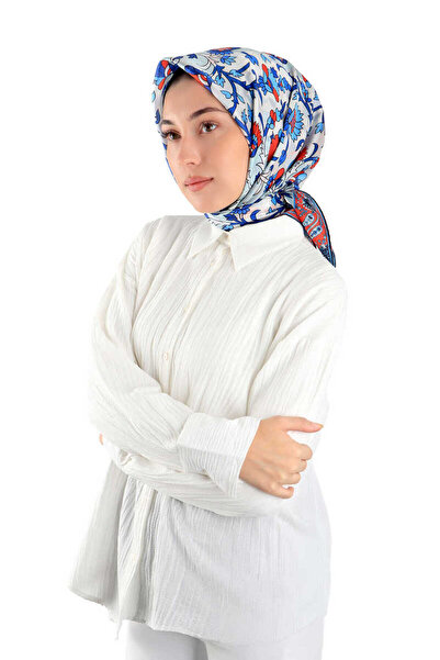 Bursa İpek Red Shawl Pattern Voile Silk Scarf