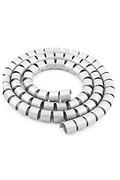 Kuvars Spiral Kablo Kanalı Kablo Düzenleyici Toplayıcı Tutucu Beyaz 1.5m