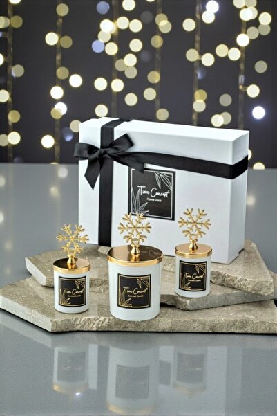 Tiem Concept Yılbaşına Özel Hediye Kutulu Vanilya Kokulu Gold Kar Taneli 3lü ...