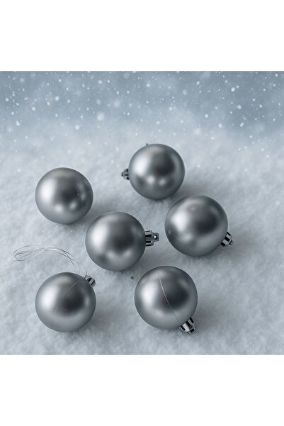 Derin Düşler زخرفة كرة شجرة الصنوبر للعام الجديد باللون الفضي والرمادي مقاس 4...