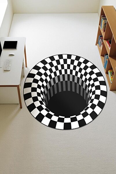 Dolce Mariee 3D Modern Desenli Yuvarlak Dijital Baskı Kaymaz Tabanlı Halı H0336