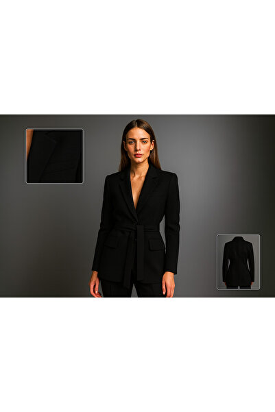 SCZ Kadın Kuşaklı Blazer Ceket – Siyah