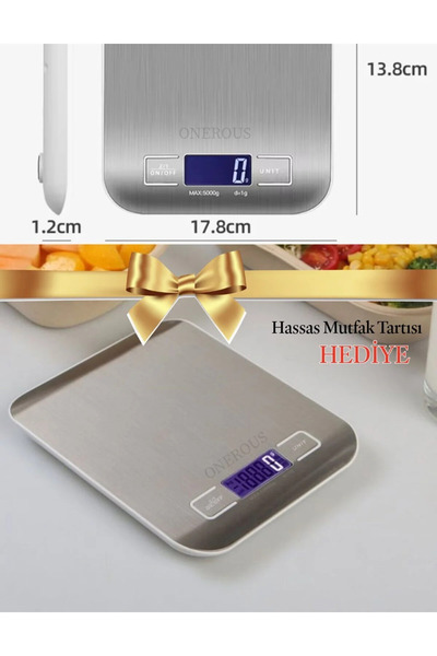 Philips -260g Turbo Şok Buhar 3000 W+ Hassas Mutfak Tartısı