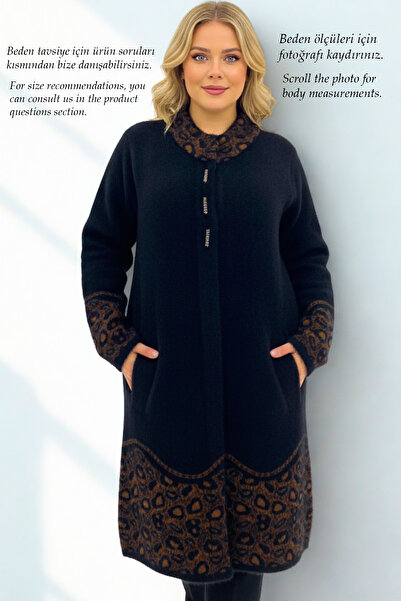 Laden Knitwear Large Size Angora Women's Soft Very Thick High Quality Mother Long Winter Cardigan