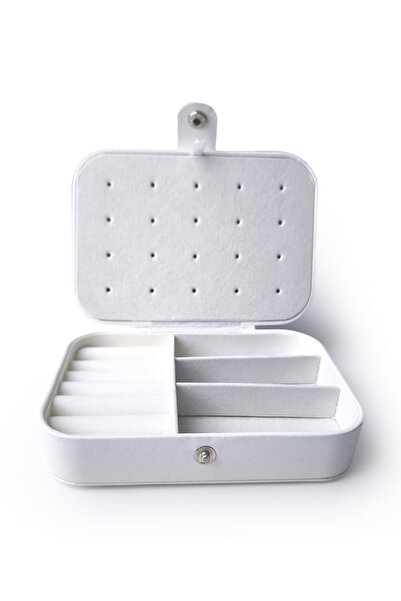 Ecrou Cutie de bijuterii cu compartimente Albă 16 x 11 x 6 cm