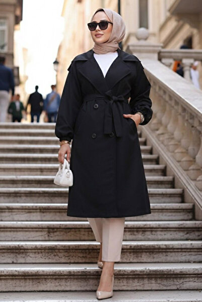 N.S NEVA STYLE Чорний тренчкот з поясом 62181S